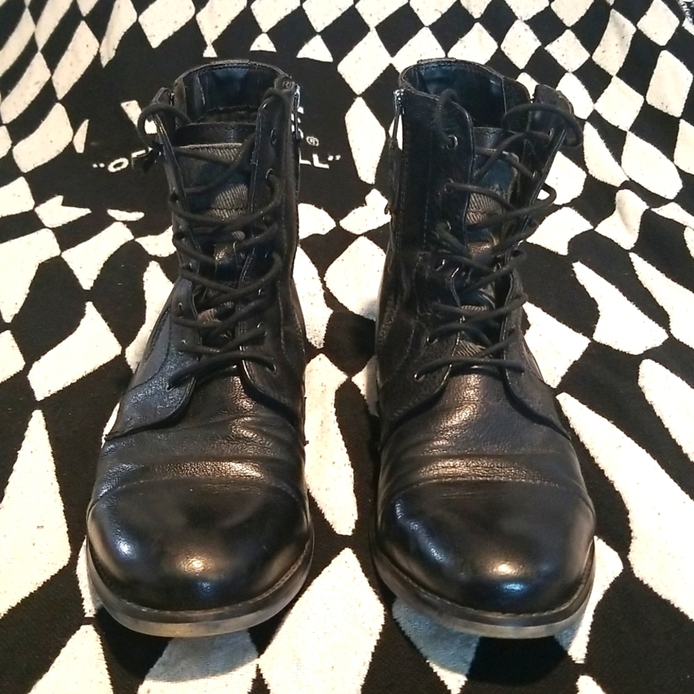 Black leather boots.  Size 10.5